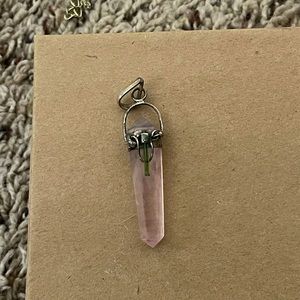 Rose quartz with Moldavite stick necklace